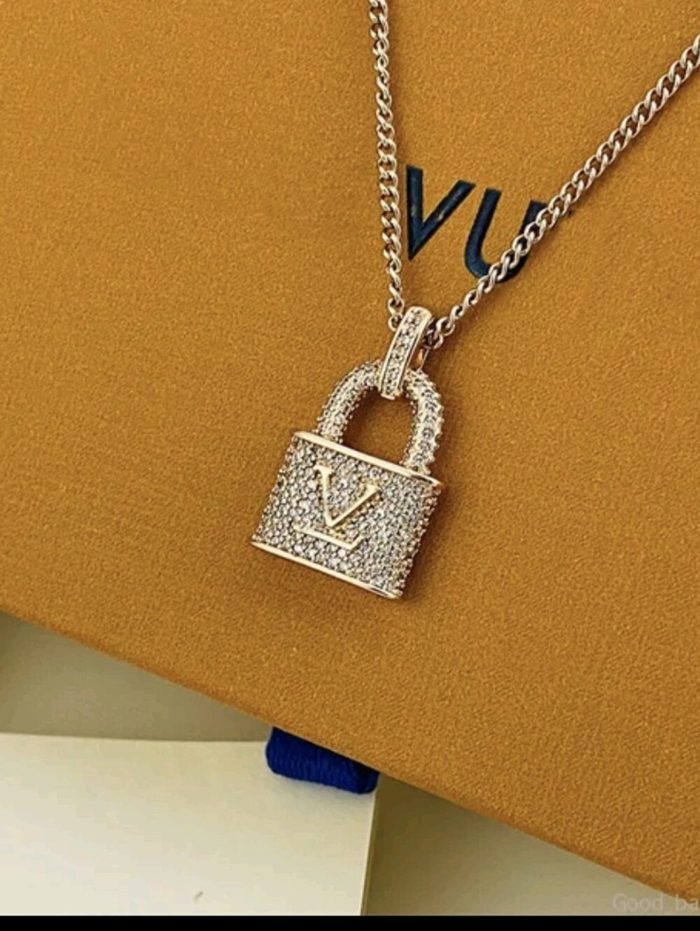 18K Gold Plated Diamond Lock Luxury Inspired Design Necklace